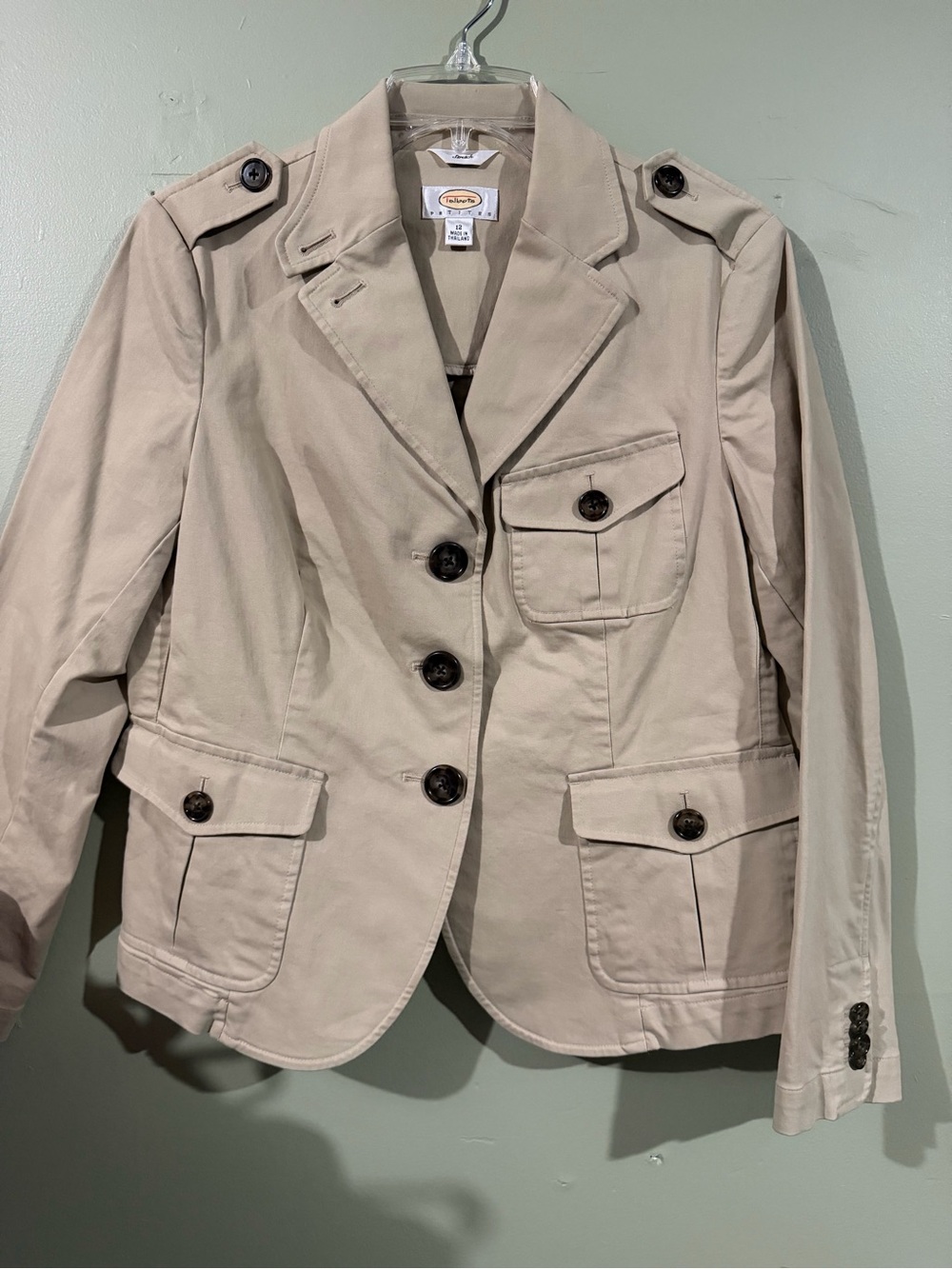 Talbots Khaki Button-Front Utility Blazer